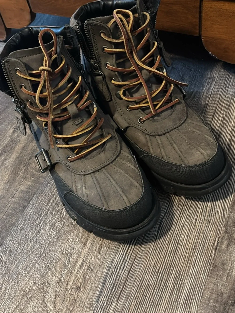 Polo by Ralph Lauren Olive and Black Lace-Up Men's Boots